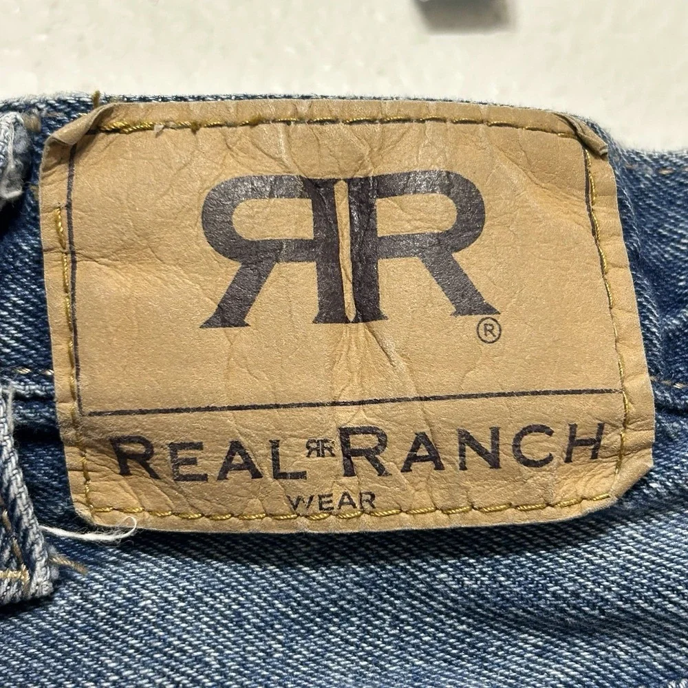 Real Ranch Blue Denim‎ Medium Wash Regular Fit Workwear Jeans Men's Size 34 X 30